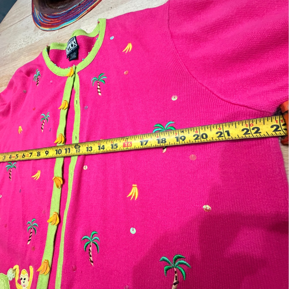 Berek vintage Pink and Green monkey Knit cardigan - Picture 9 of 10